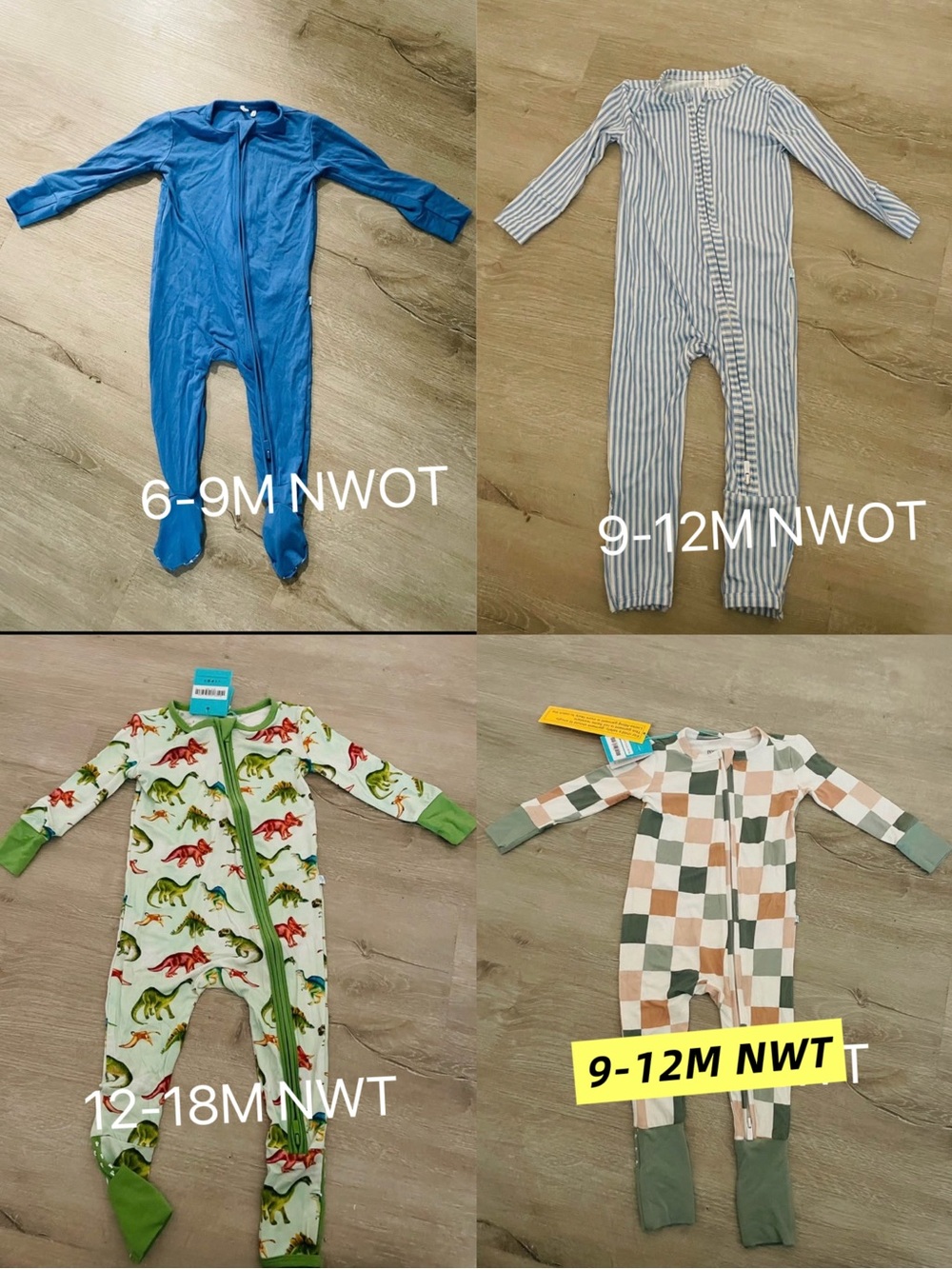 Posh Peanut footieOne-Piece Sleeper Bundle - Blue, White, Green, Beige